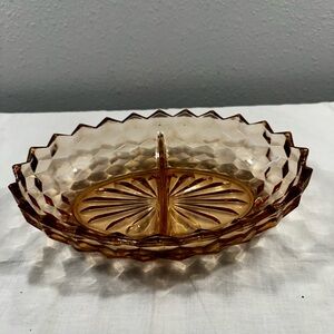 Vtg Fostoria American Pink Depression Glass Oval Divider Dish